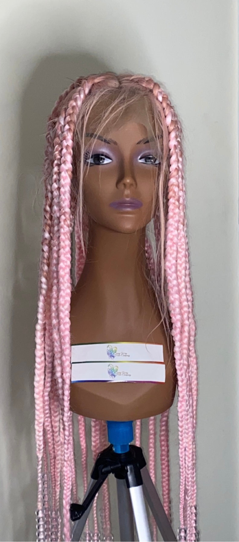 32 Inch Full Lace Braided Unit w/ Beads on w/ Square Parts