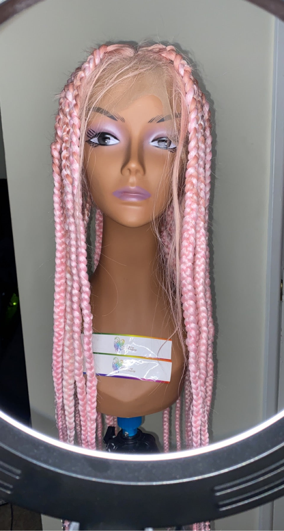 32 Inch Full Lace Braided Unit w/ Beads on w/ Square Parts